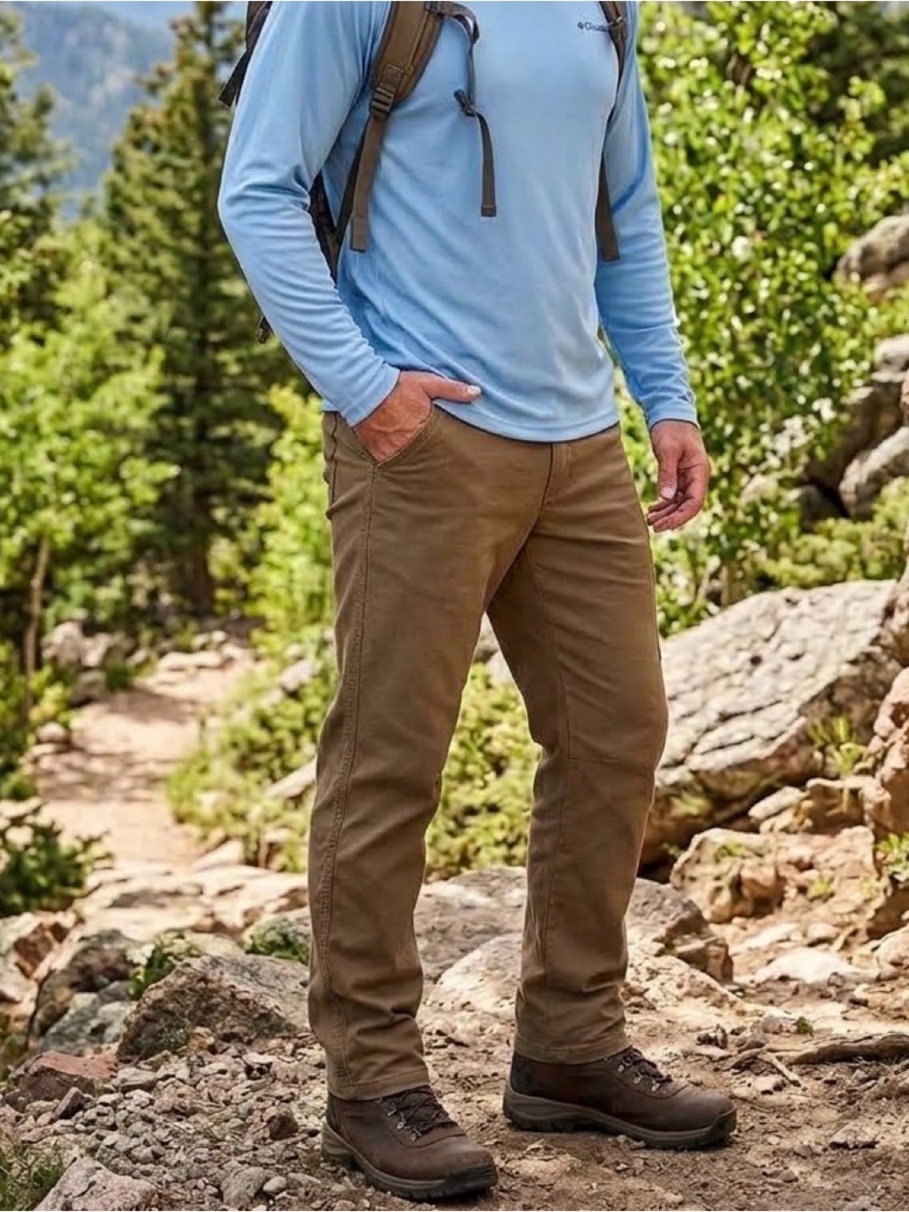 Columbia Flex ROC Pants Mens 40x32 Brown Utility Stretch Canvas Hiking Casual